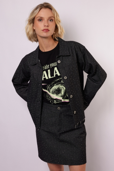 Fluresk grijze dames jas | Model vooraanzicht