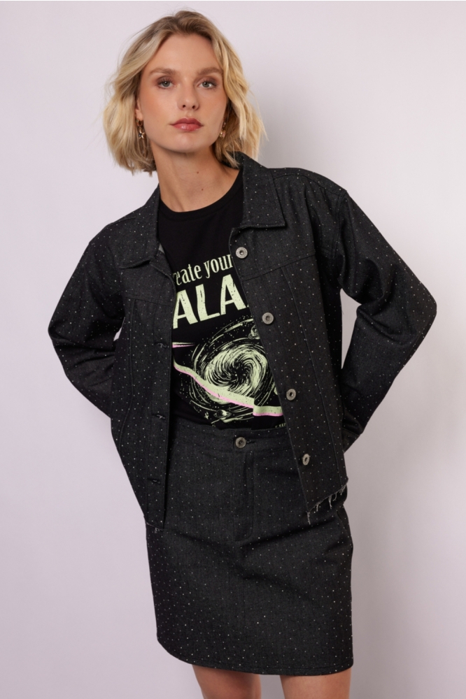 Fluresk grijze dames jas | Model vooraanzicht