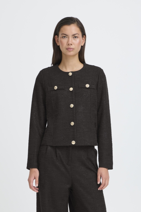 Ichi zwarte dames blazer | Model vooraanzicht