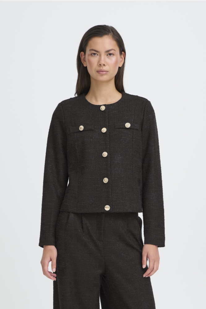 Ichi zwarte dames blazer | Model vooraanzicht