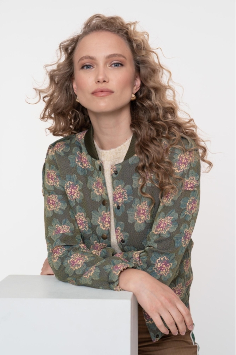 Geisha groene dames jas | Model vooraanzicht