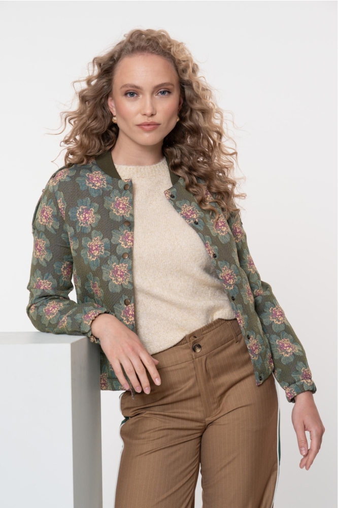 Geisha groene dames jas | Model vooraanzicht