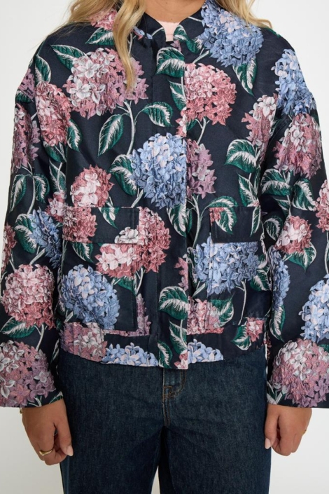 Peppercorn blauwe dames jas | Close up