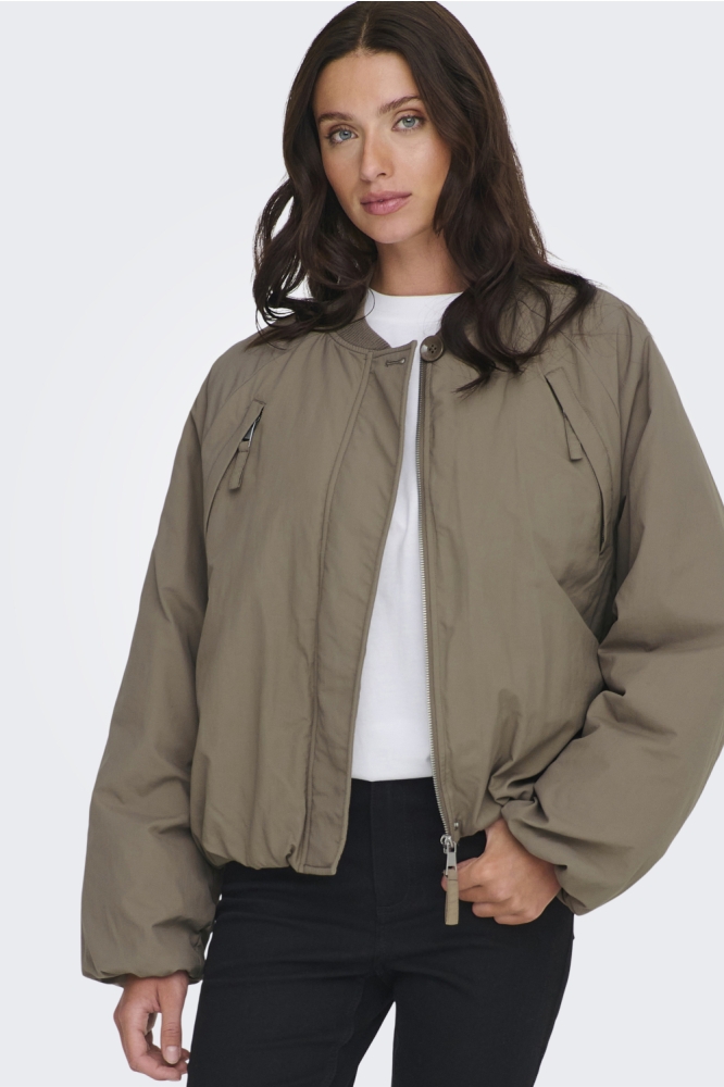 Only taupe dames jas | Model vooraanzicht