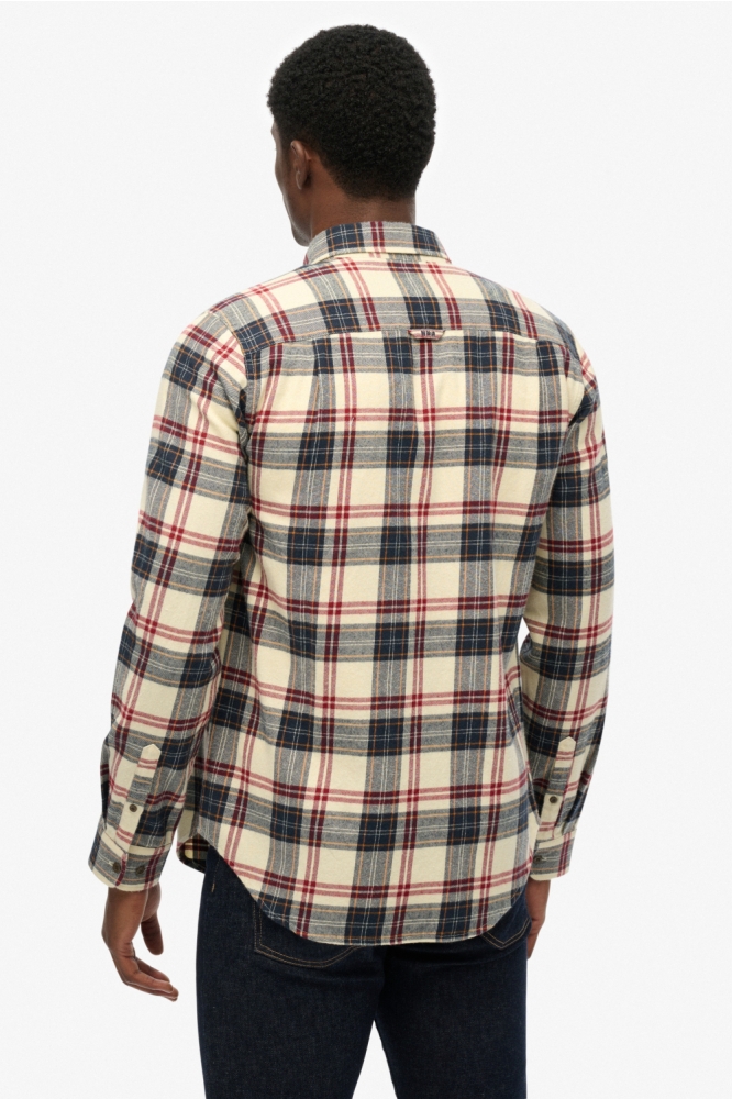 Superdry beige heren overhemd | Model achteraanzicht