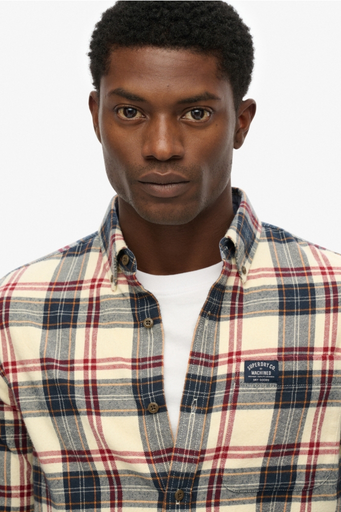 Superdry beige heren overhemd | Close up