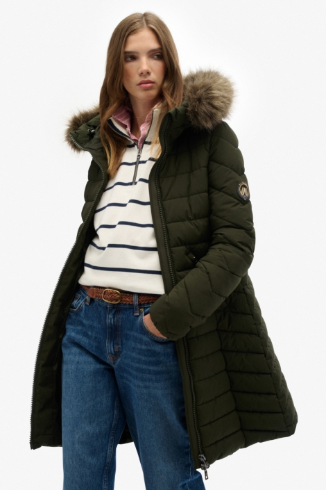 Superdry groene dames jas | Model vooraanzicht