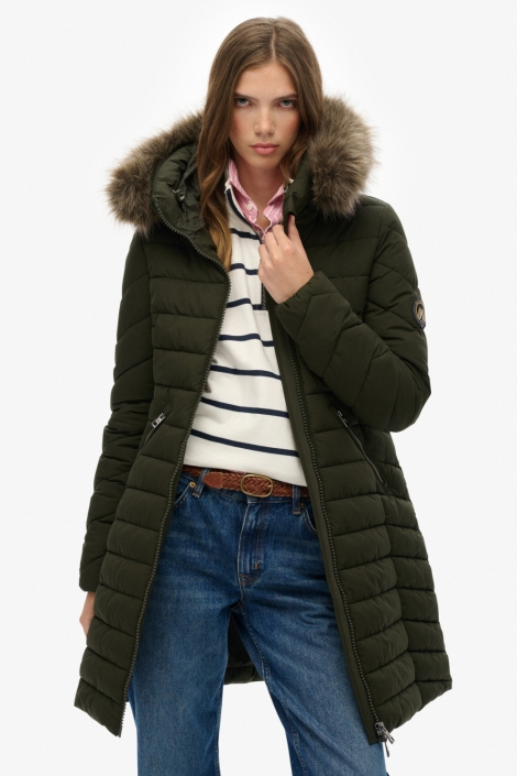 Superdry groene dames jas | Model vooraanzicht