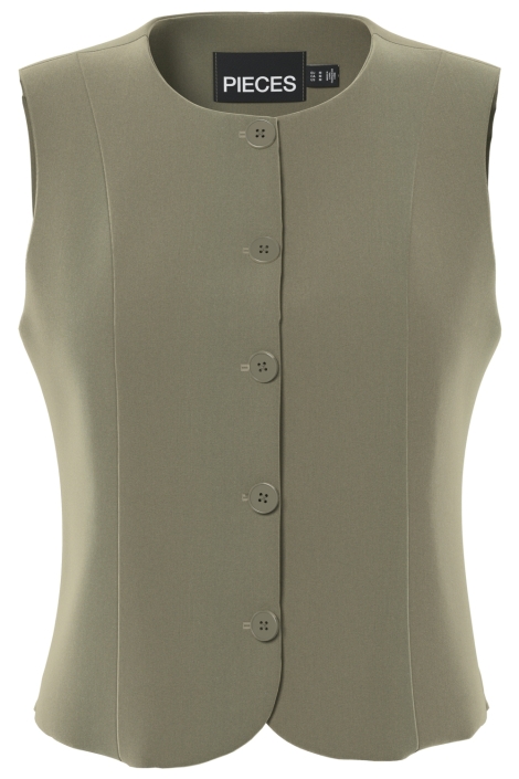Pieces groene dames gilet | Vooraanzicht