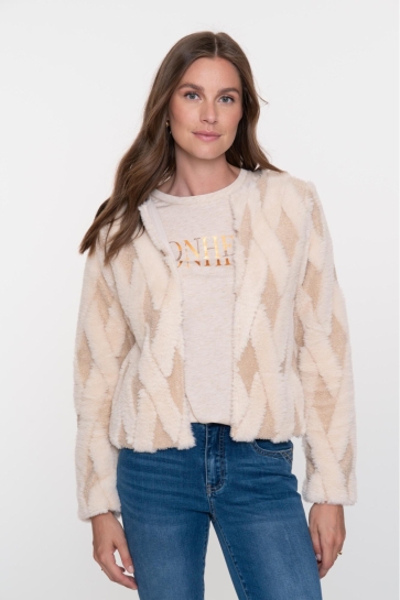 Geisha Vest VEST MET LUXE RUITPATROON EN ZACHTE TOUCH 55885 20 ECRU