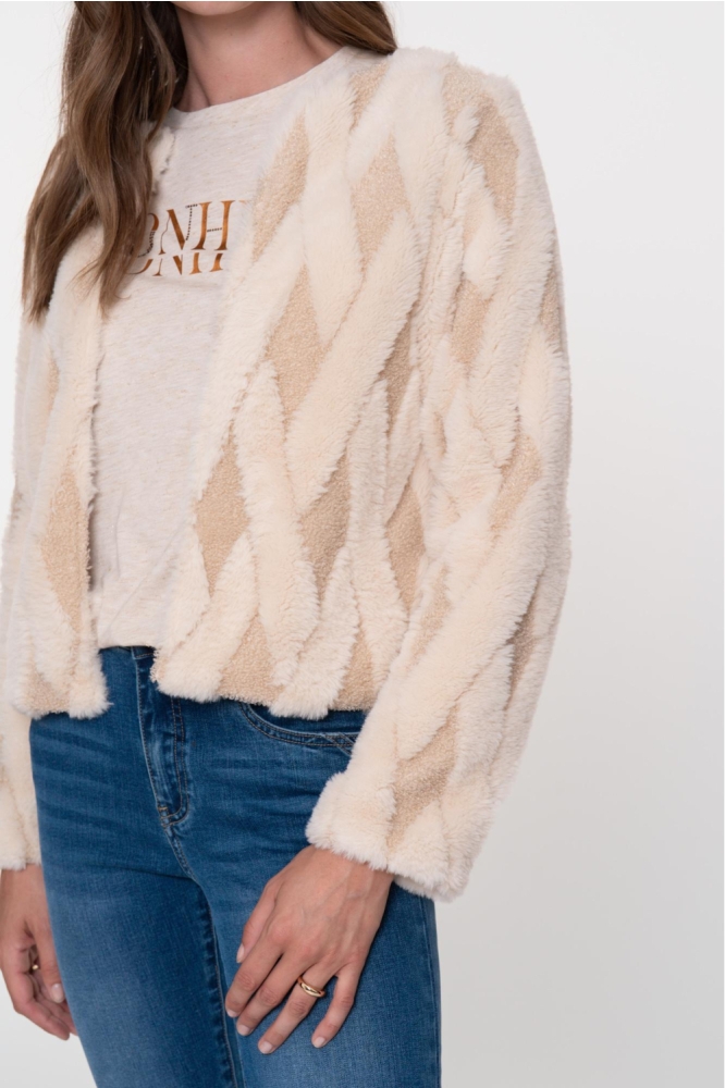 Geisha ecru dames vest | Model zijaanzicht