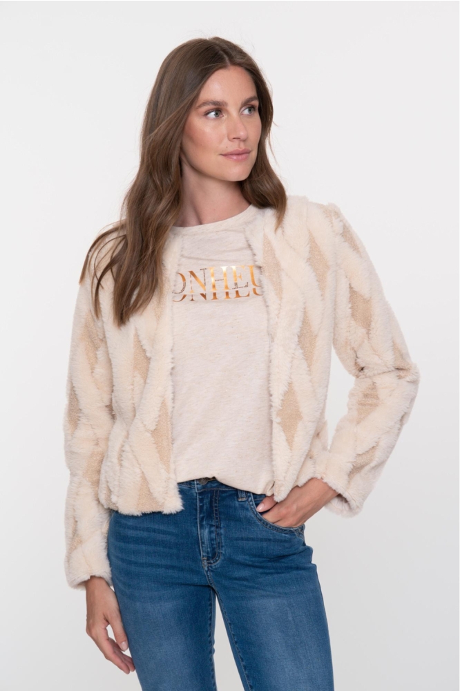 Geisha ecru dames vest | Model vooraanzicht