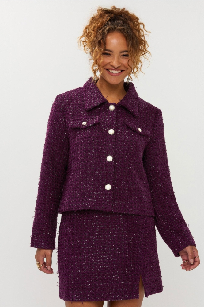 Ydence bordeaux dames blazer | Model vooraanzicht