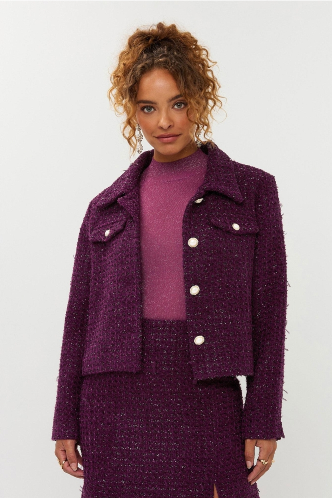 Ydence bordeaux dames blazer | Model vooraanzicht