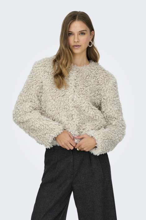 Jacqueline de Yong beige dames jas | Model vooraanzicht