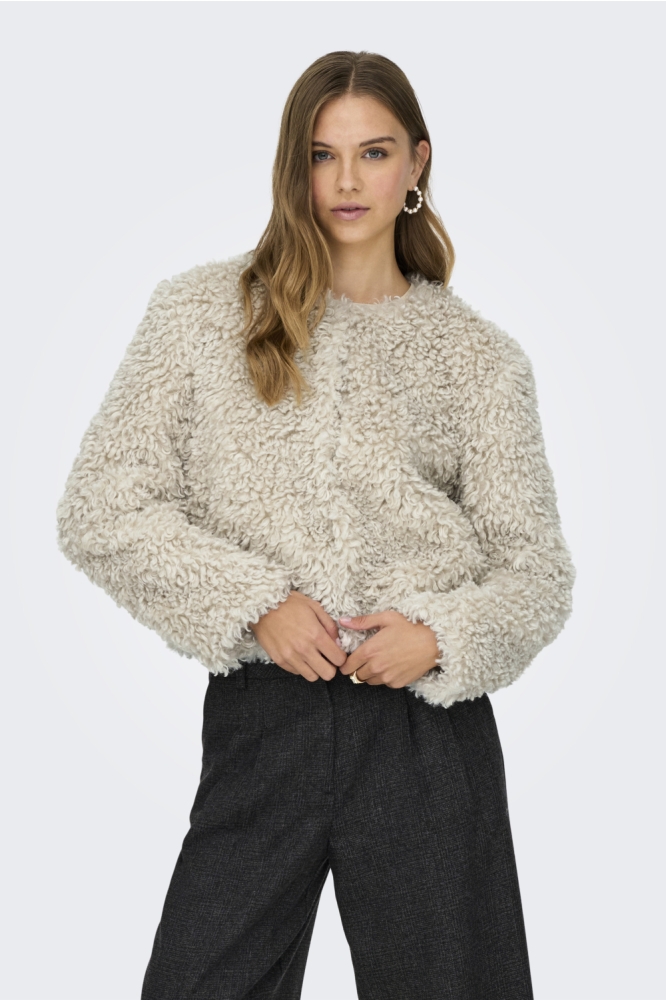 Jacqueline de Yong beige dames jas | Model vooraanzicht