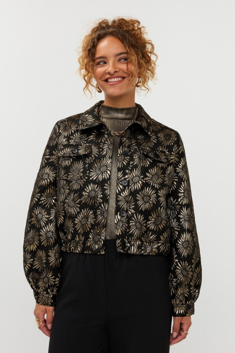 Ydence zwarte dames jas | Model vooraanzicht