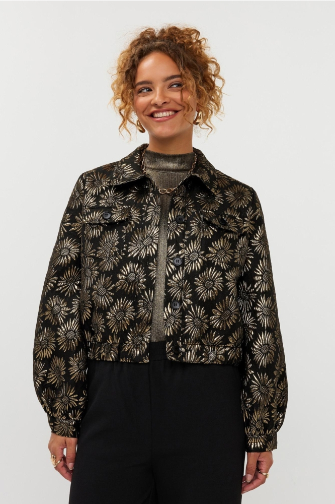 Ydence zwarte dames jas | Model vooraanzicht