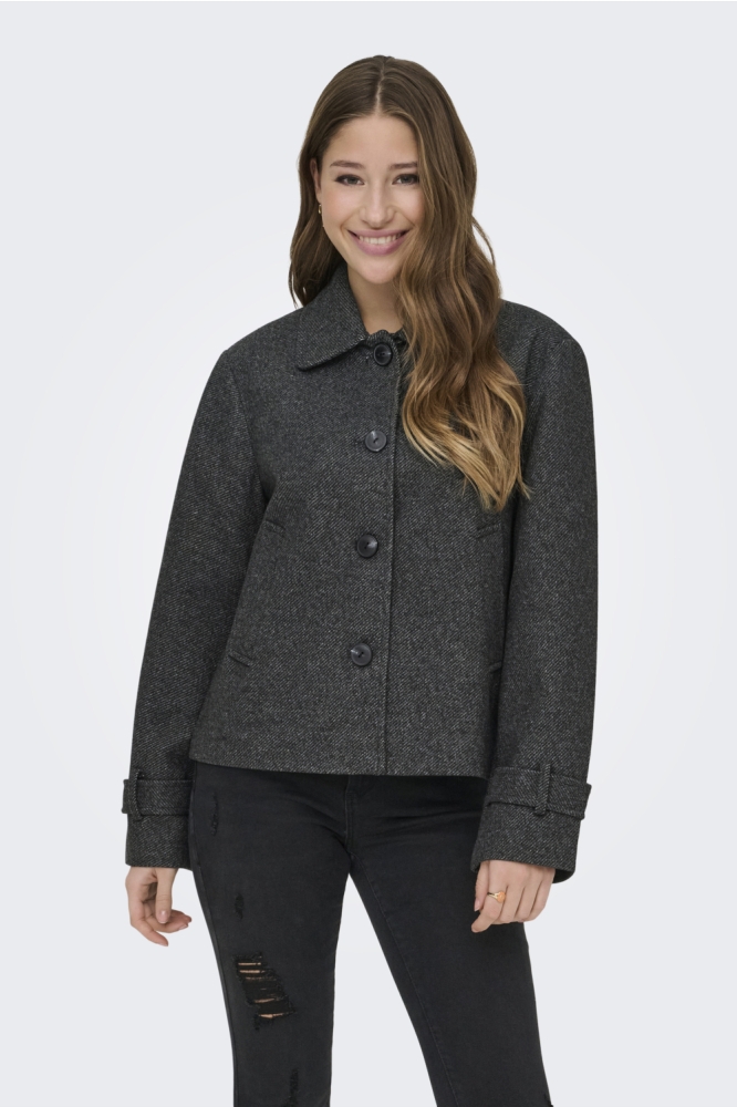 Only grijze dames jas | Model vooraanzicht