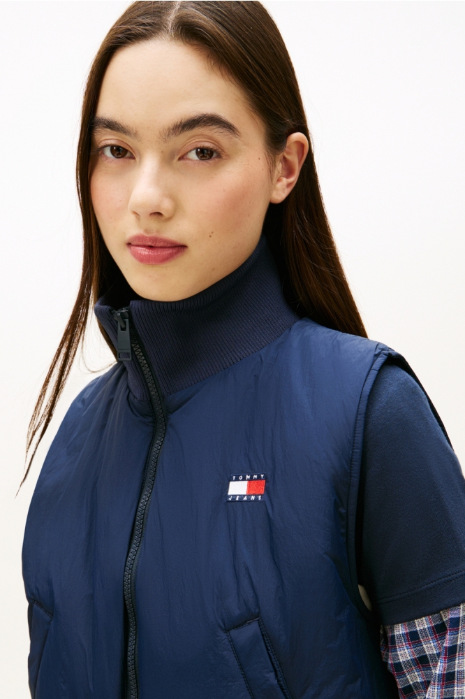 Tommy Jeans blauwe dames jas | Close up