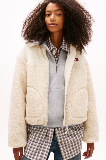 Tommy Jeans TJW TEDDY FABRIC MIX DW0DW22053 YBH ANCIENT WHITE