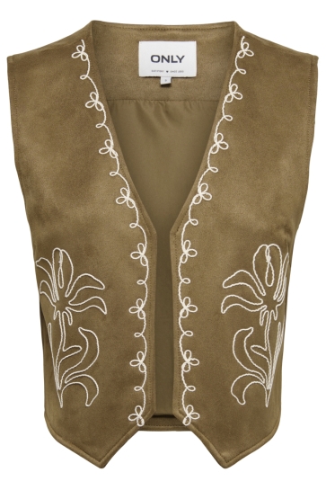 Only Vest ONLJOLINE FAUX SUEDE EMB. VEST OTW 15374628 Cognac/Emb