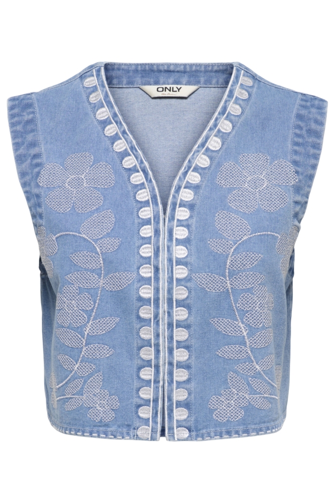 Only blauwe dames gilet | Vooraanzicht
