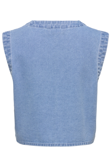 Only blauwe dames gilet | Achteraanzicht