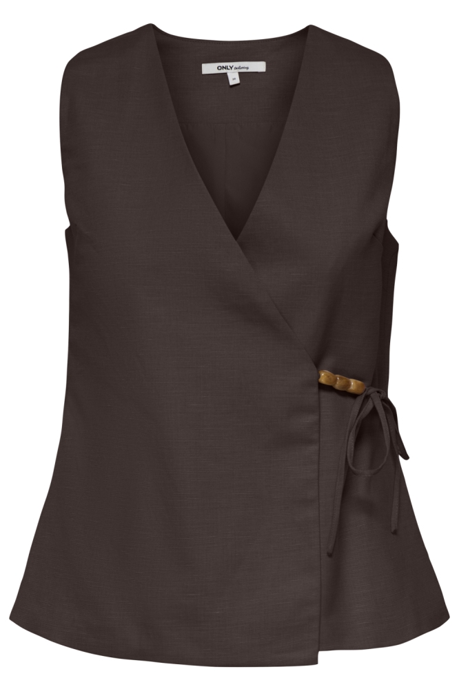 Only bruine dames gilet | Achteraanzicht