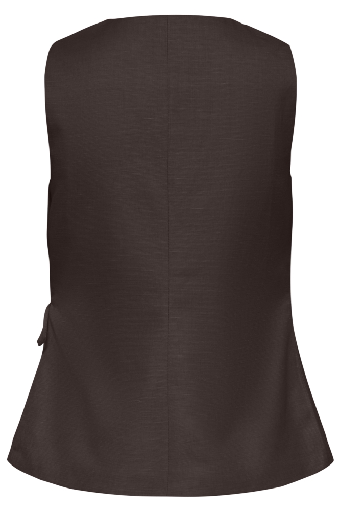 Only bruine dames gilet | Achteraanzicht
