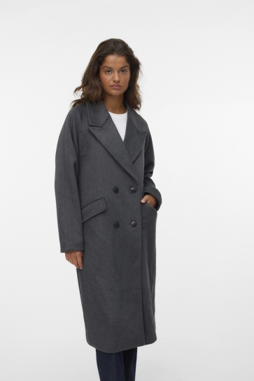 Vero Moda VMHARPER LONG WOOL COAT GA NOOS 10320446 DARK GREY MELANGE