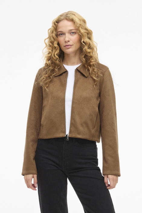 Vila camel dames jas | Model vooraanzicht