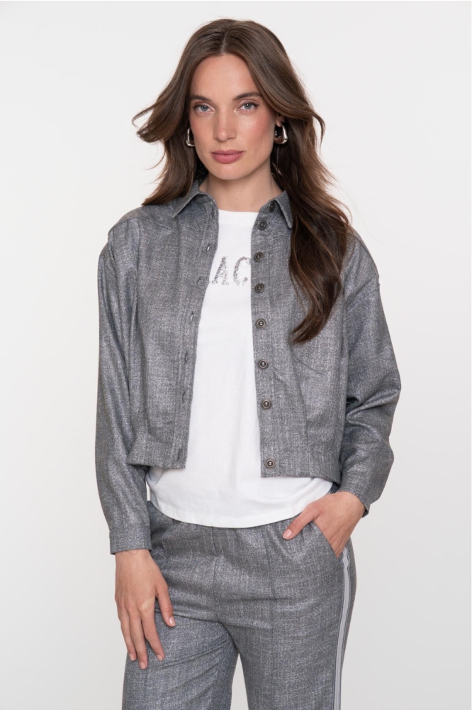 Geisha grijze dames jas | Model vooraanzicht