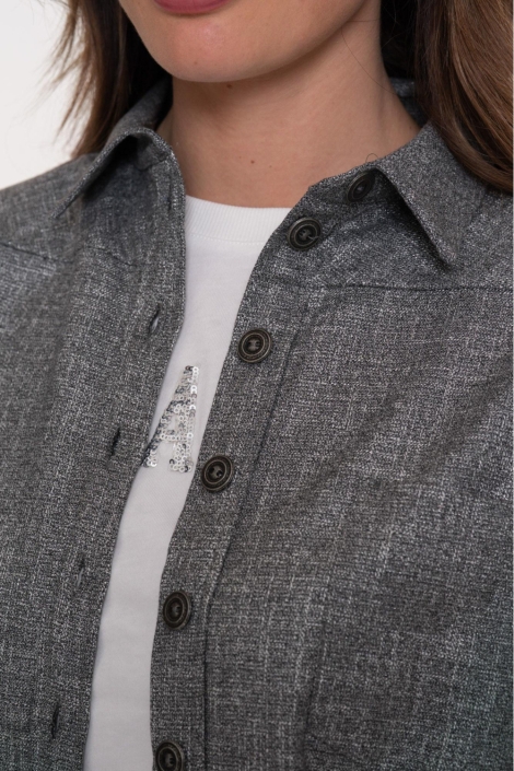 Geisha grijze dames blazer | Close up