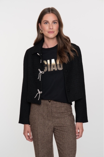 Geisha Blazer KORT JASJE MET GLITTER STRIK DETAILS 55801 10 Black