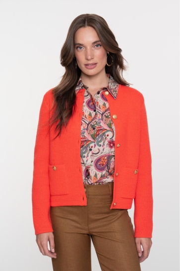 Geisha Vest KNIT JASJE MET GOUDEN KNOPEN 54800 10 Orange