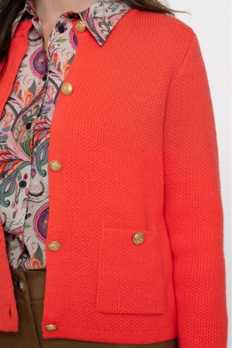 Geisha oranje dames vest | Close up