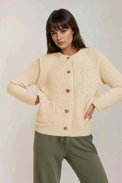 FOS Amsterdam beige dames vest | Model vooraanzicht