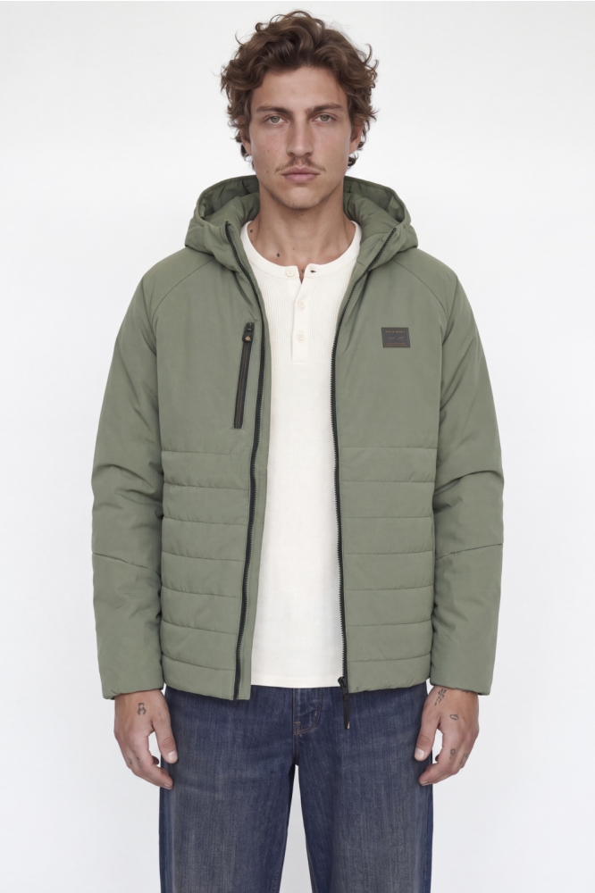 Jack & Jones groene heren jas | Model vooraanzicht