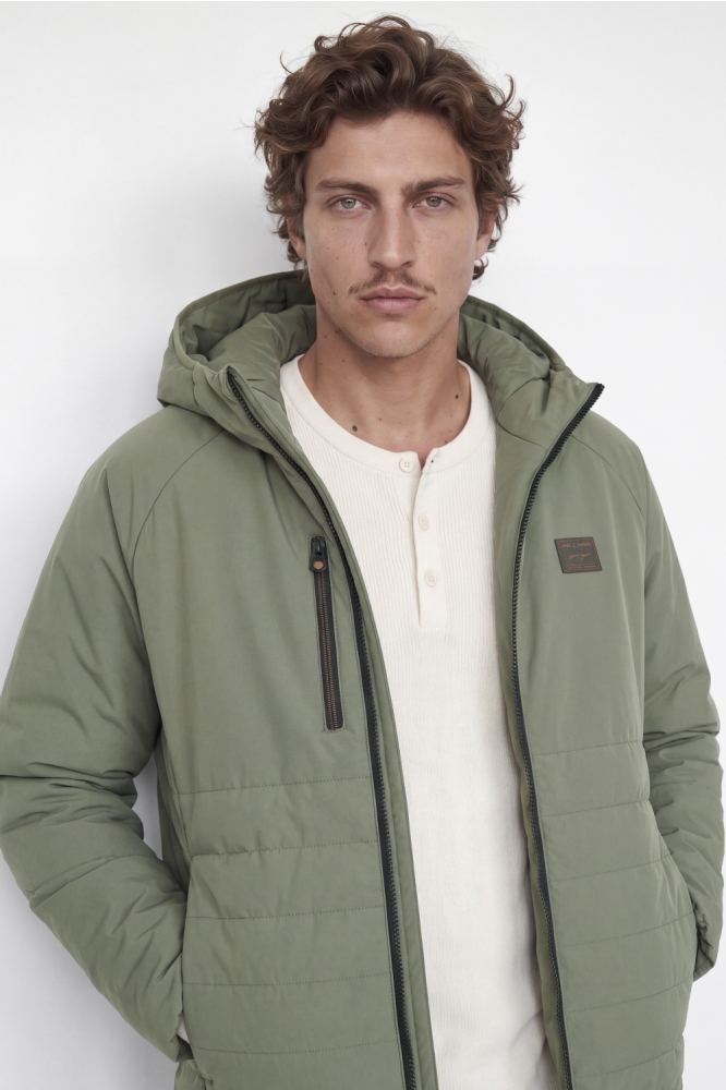Jack & Jones groene heren jas | Model vooraanzicht