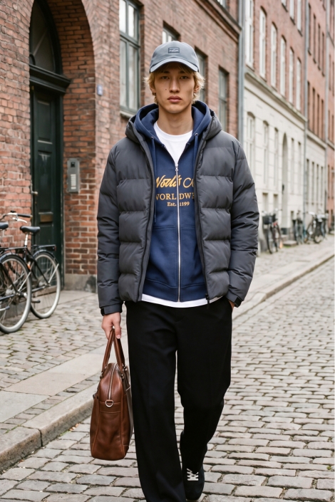 Jack & Jones grijze heren jas | Sfeerbeeld, In situatie
