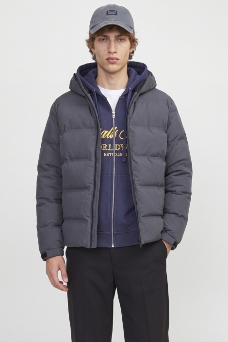 Jack & Jones grijze heren jas | Model vooraanzicht