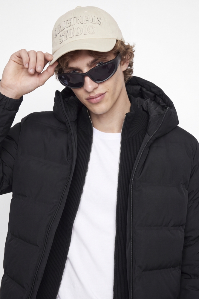 Jack & Jones zwarte heren jas | Close up