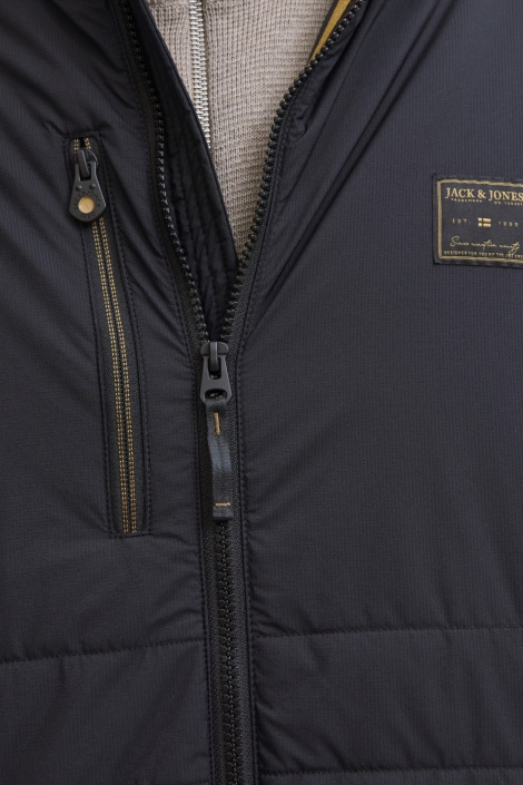 Jack & Jones zwarte heren jas | Close up
