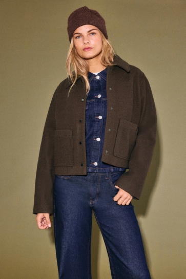 Noisy may Jas NMLUCY SHORT JACKET NOOS 27037762 CHOCOLATE BROWN/MELANGE