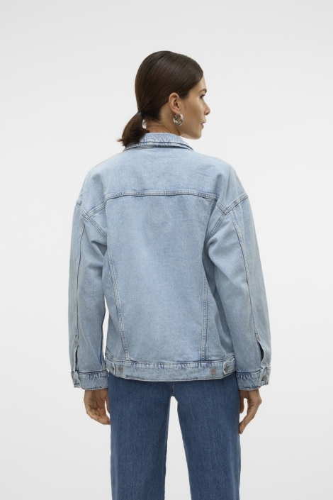 Vero Moda blauwe dames jas | Model achteraanzicht