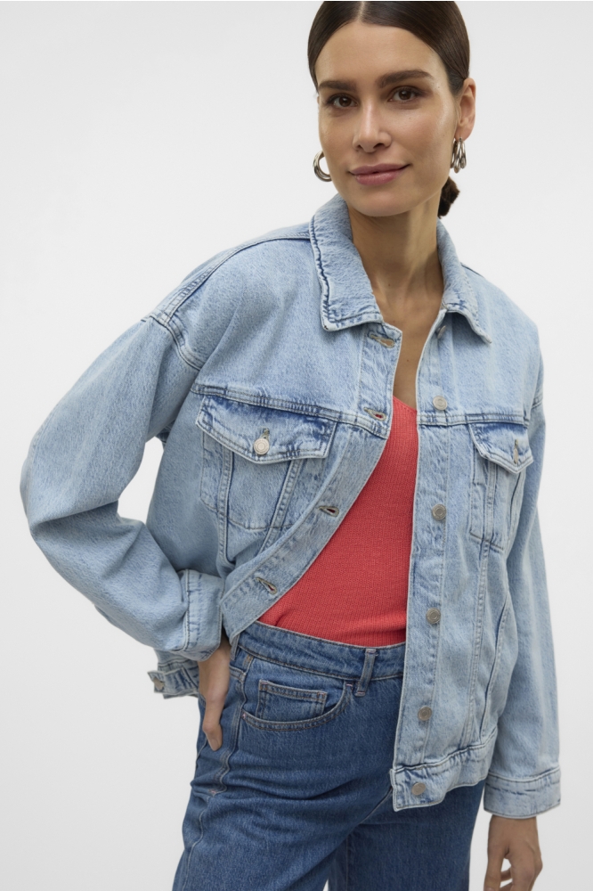 Vero Moda blauwe dames jas | Close up