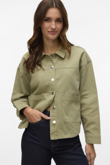 Vero Moda vmjamie ls denim shacket mix ga noo Groen