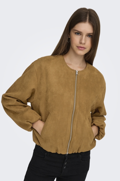 Jacqueline de Yong cognac dames jas | Model vooraanzicht
