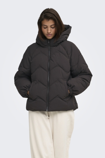 Jacqueline de Yong Jas JDYPOWER SHORT HOOD PUFFER OTW HAB 15376541 CHOCOLATE TORTE